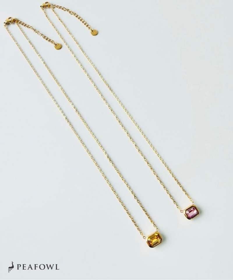 Colored Crystal Chain Necklace