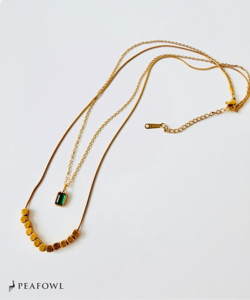 Layered Green Zircon Necklace