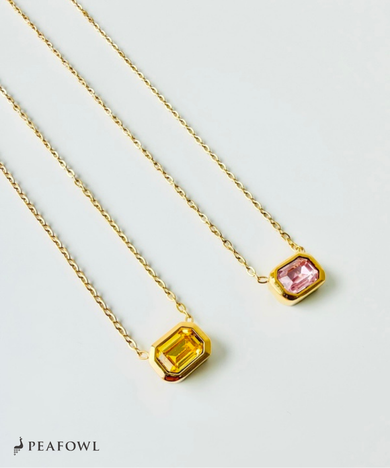 Colored Crystal Chain Necklace
