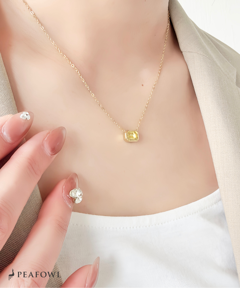 Colored Crystal Chain Necklace