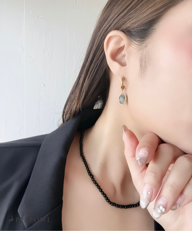 Stone Charm Hoop Pierce