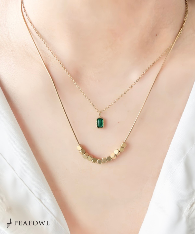 Layered Green Zircon Necklace