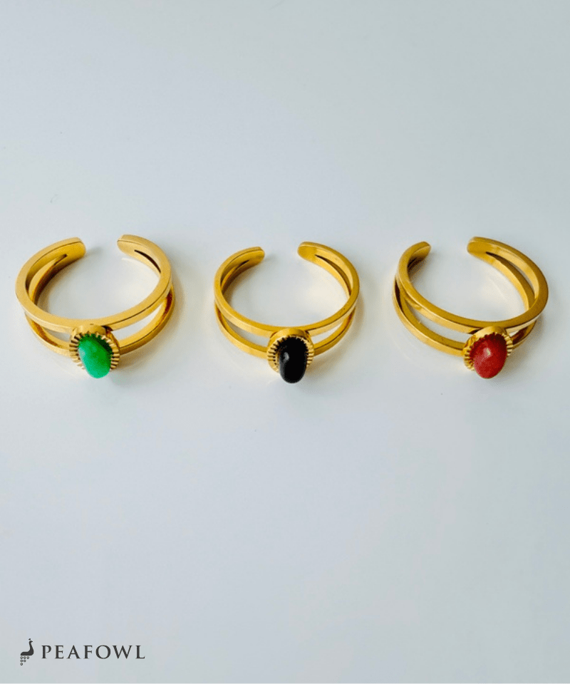 2Line Gem Ring - peafowl