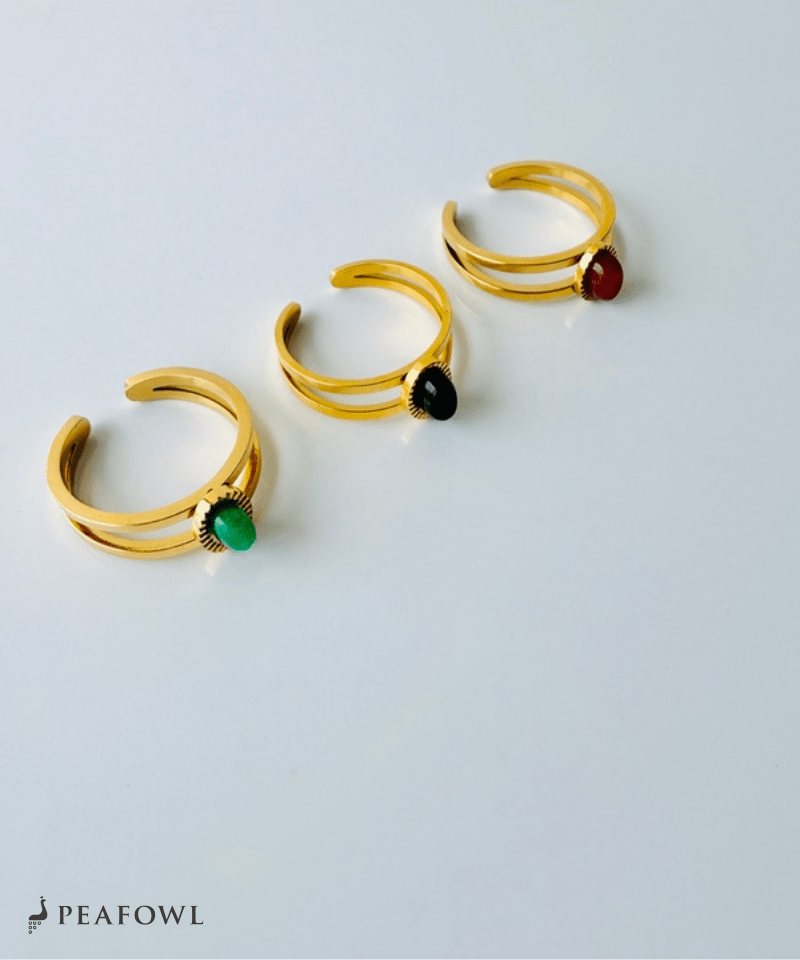 2Line Gem Ring - peafowl