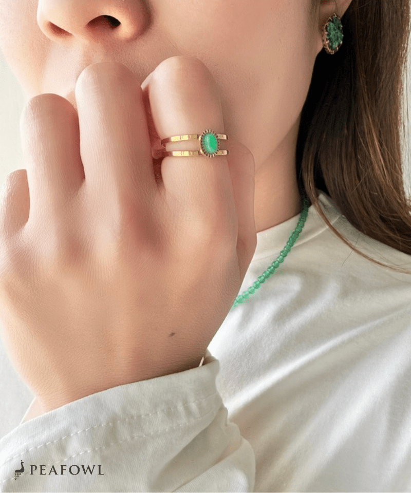 2Line Gem Ring - peafowl