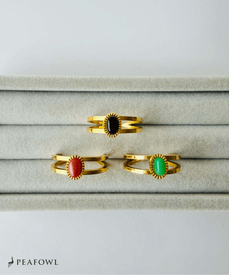 2Line Gem Ring - peafowl