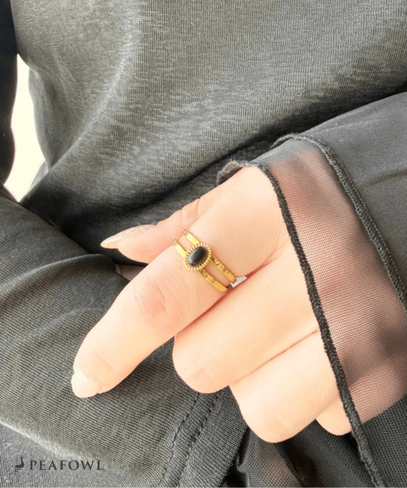 2Line Gem Ring - peafowl