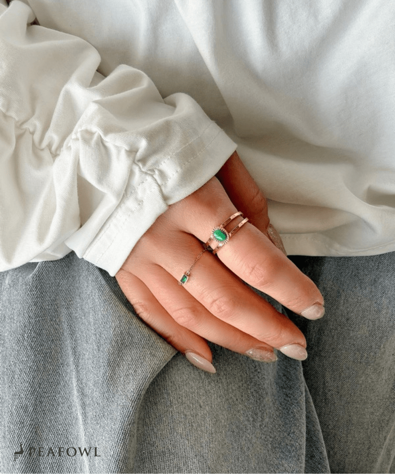 2Line Gem Ring - peafowl