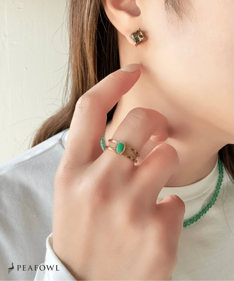 2Line Gem Ring - peafowl