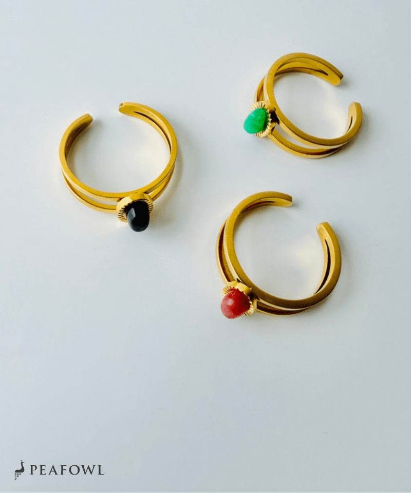 2Line Gem Ring - peafowl