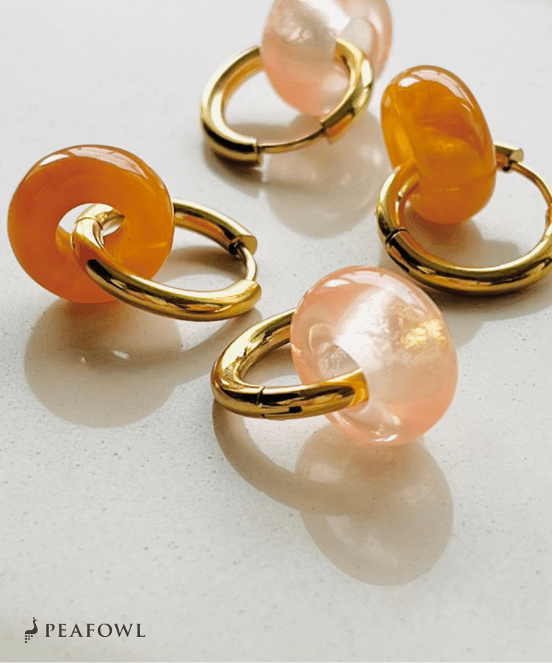 2way Gold Hoop Pierce - peafowl