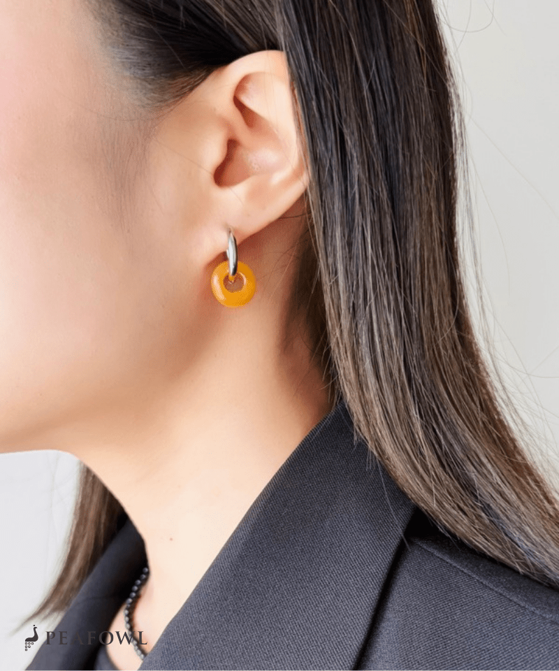 2way Silver Hoop Pierce - peafowl