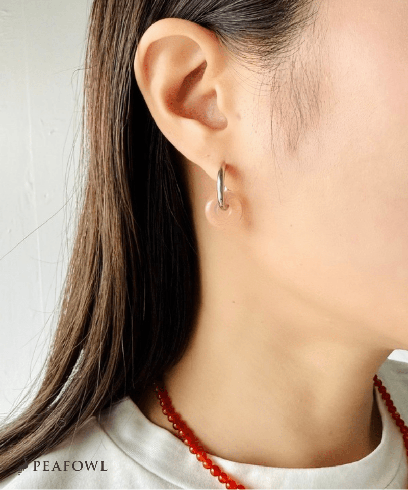2way Silver Hoop Pierce - peafowl