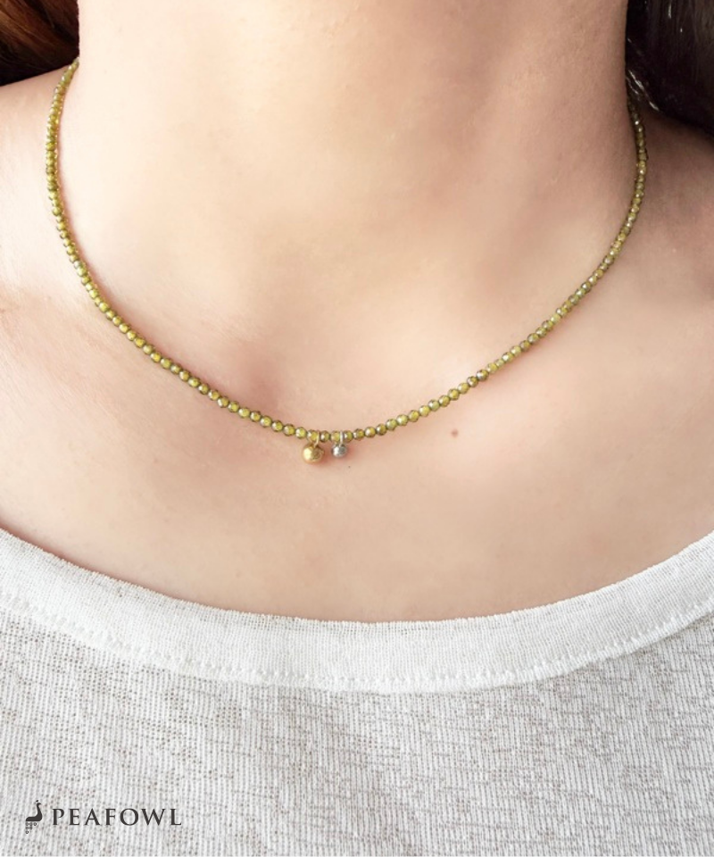 Olive Stone Ball Necklace