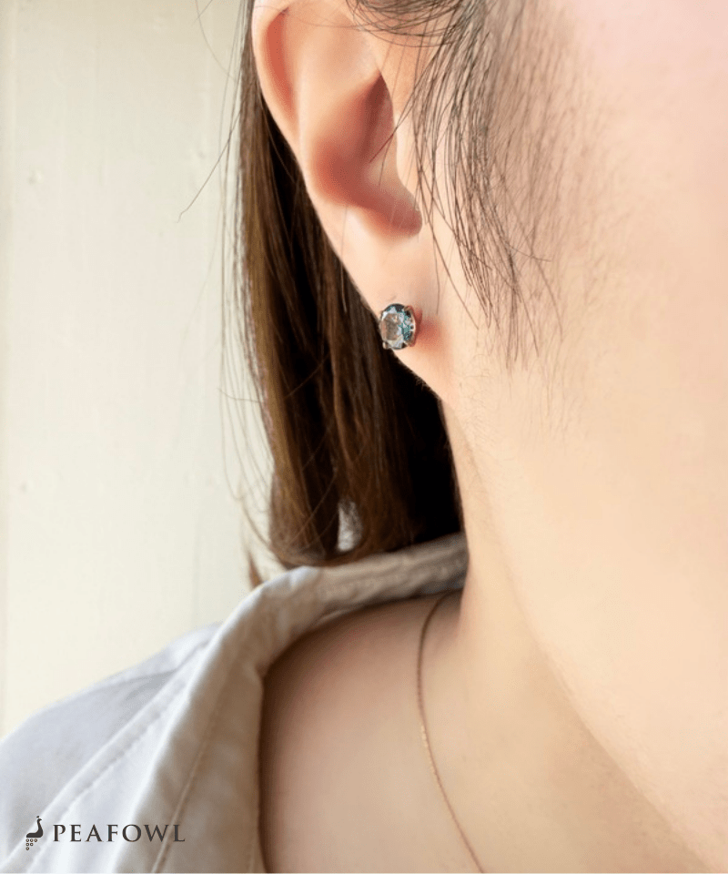 6mm Zircon Single Pierce - peafowl