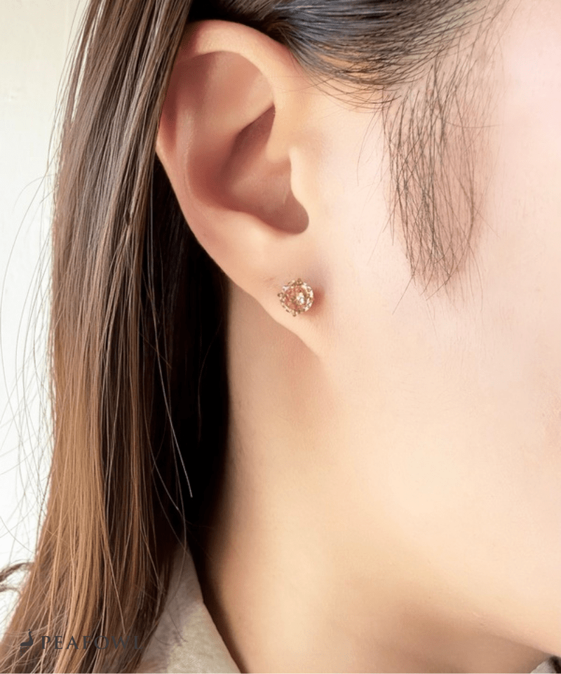 6mm Zircon Single Pierce - peafowl