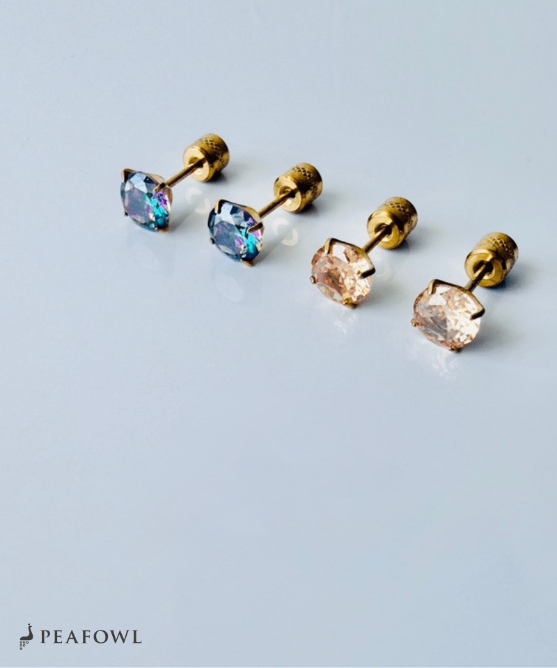 6mm Zircon Single Pierce - peafowl