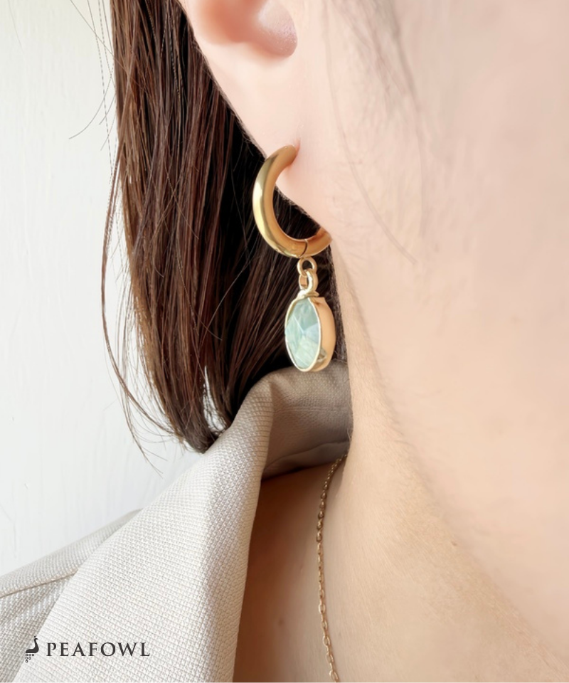 Stone Charm Hoop Pierce