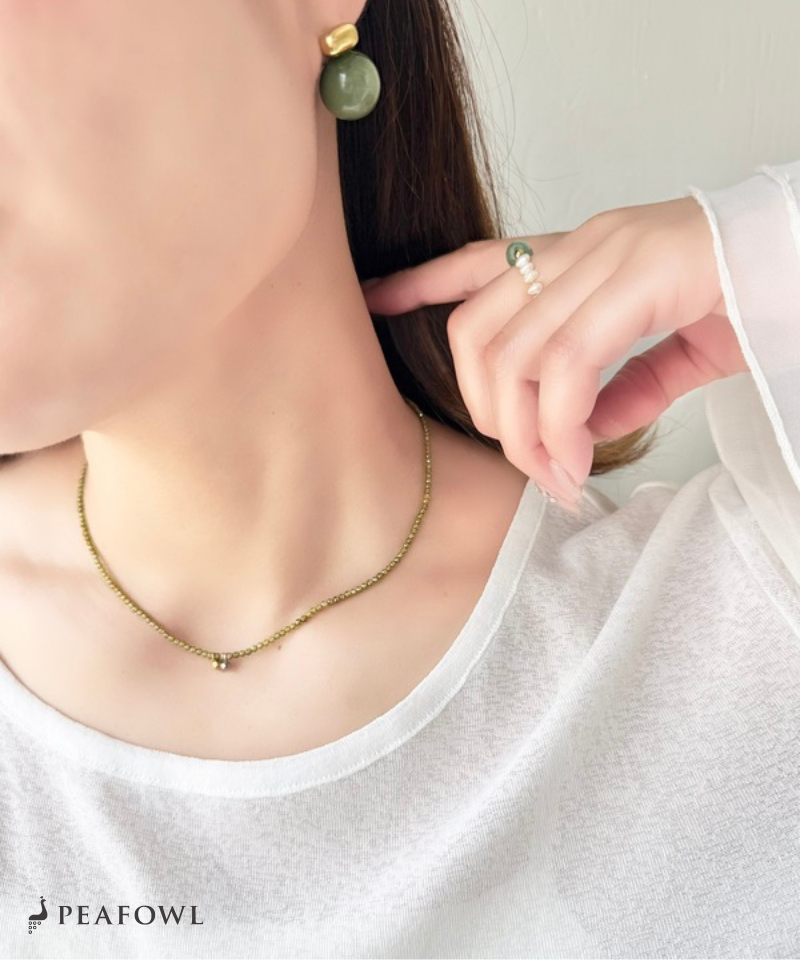 Olive Stone Ball Necklace