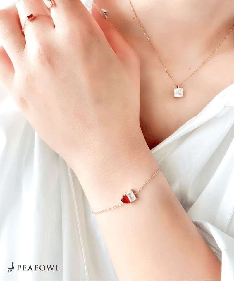 Asymmetry Bijou Chain Bracelet - peafowl