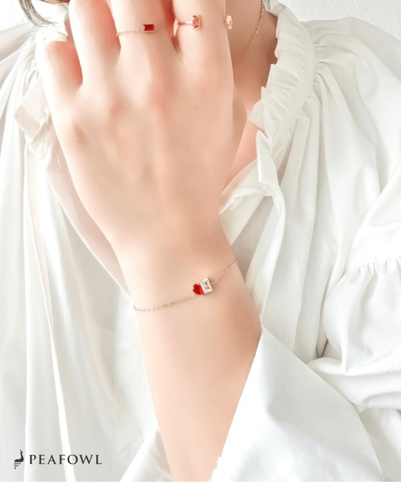 Asymmetry Bijou Chain Bracelet - peafowl