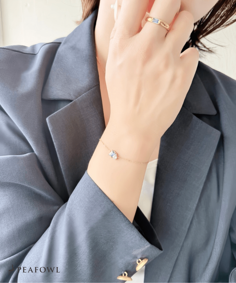 Asymmetry Bijou Chain Bracelet - peafowl