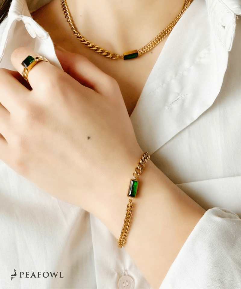 Asymmetry Chain Bracelet - peafowl