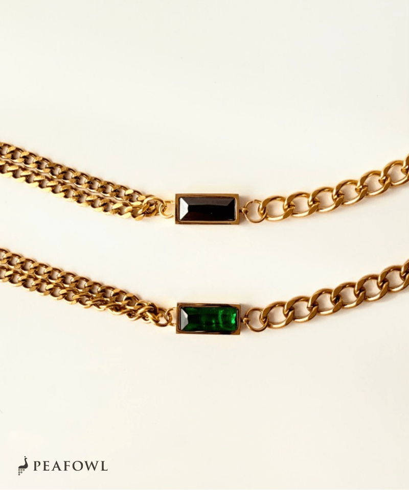 Asymmetry Chain Bracelet - peafowl
