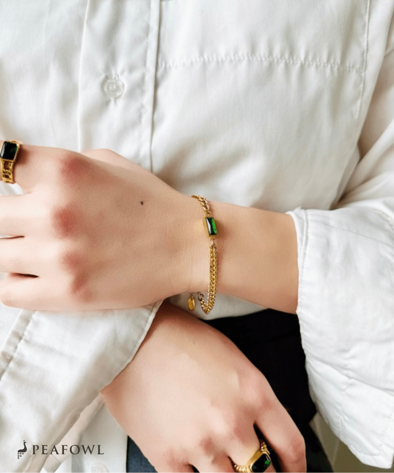 Asymmetry Chain Bracelet - peafowl