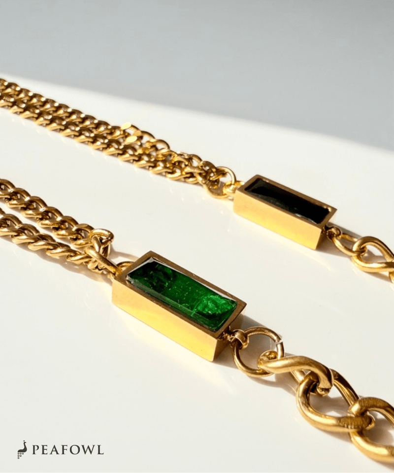 Asymmetry Chain Bracelet - peafowl