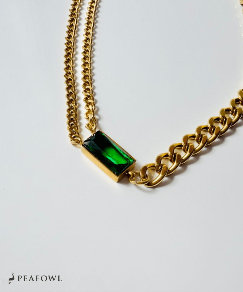 Asymmetry Chain Necklace - peafowl