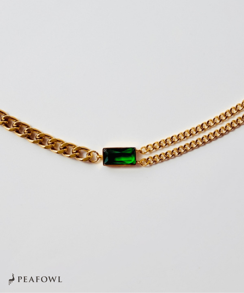 Asymmetry Chain Necklace - peafowl