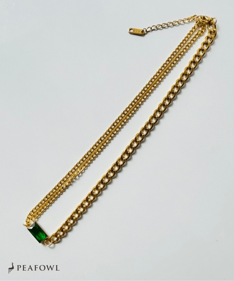 Asymmetry Chain Necklace - peafowl