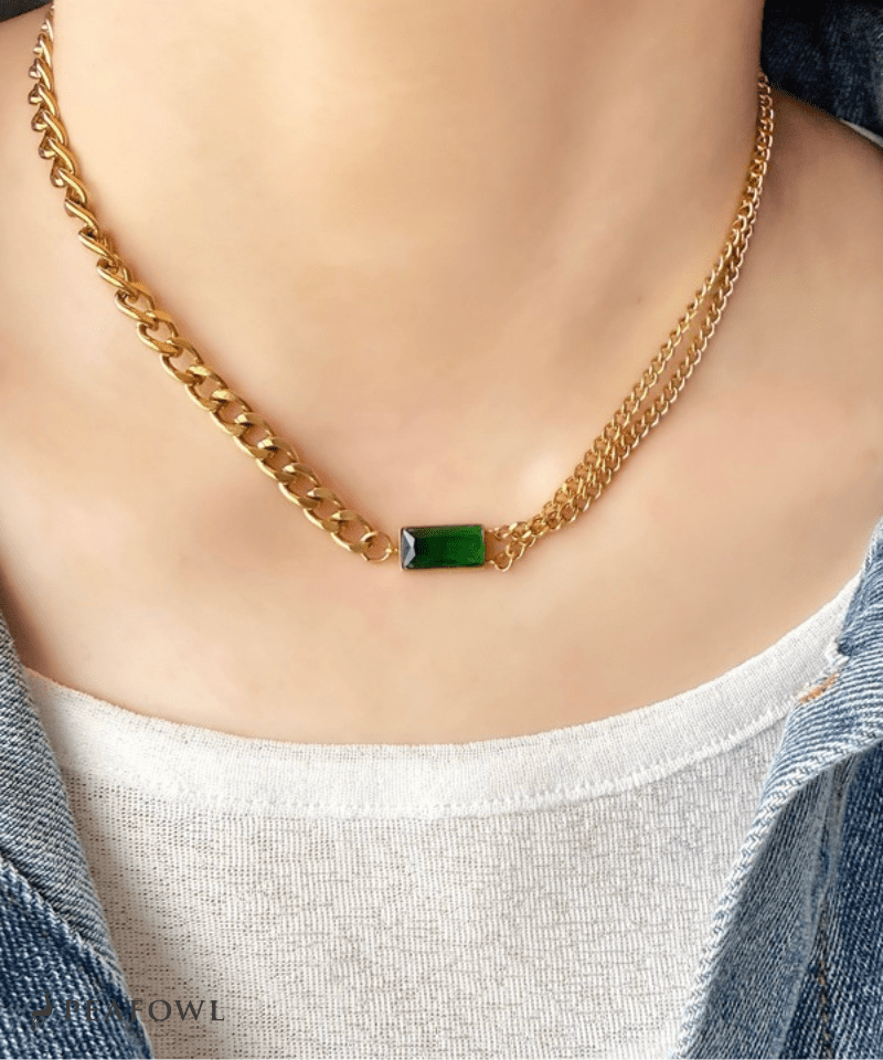 Asymmetry Chain Necklace - peafowl