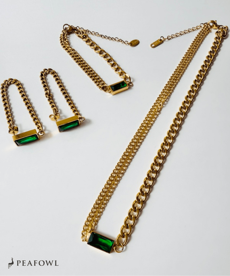 Asymmetry Chain Necklace - peafowl