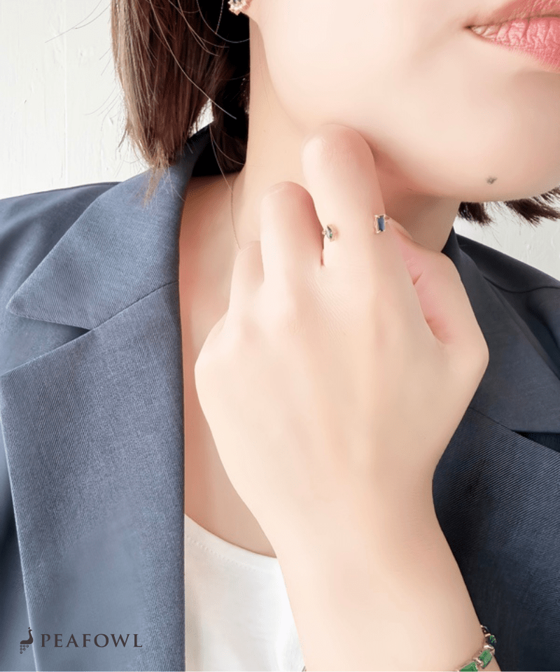 Asymmetry Stone Ring - peafowl