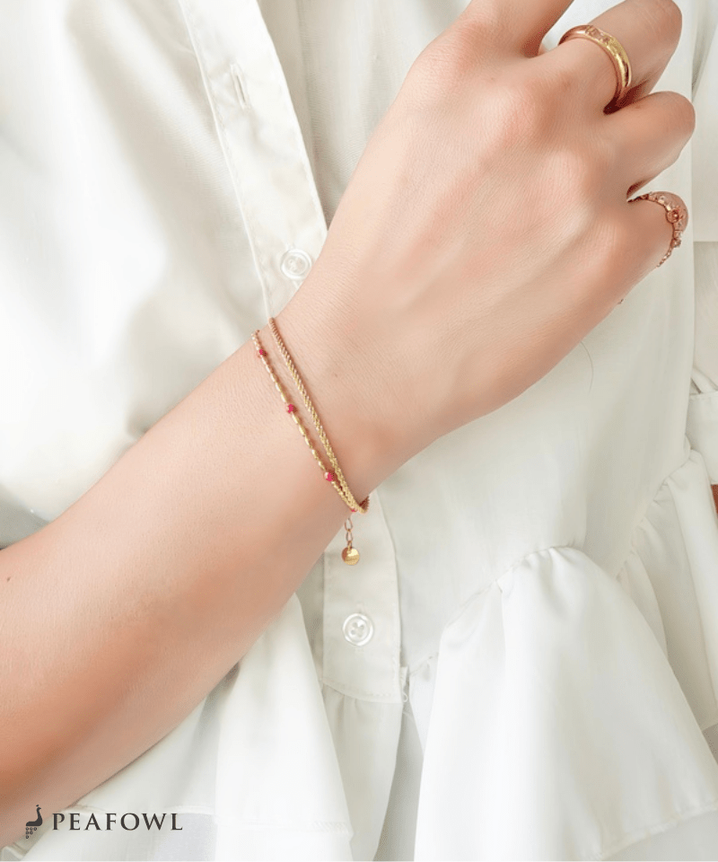 Bead Mix Chain Bracelet - peafowl