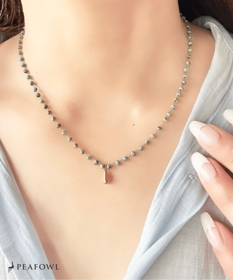 Beads Drop Necklace - peafowl