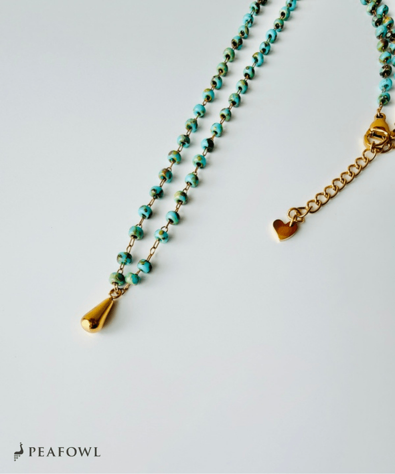 Beads Drop Necklace - peafowl