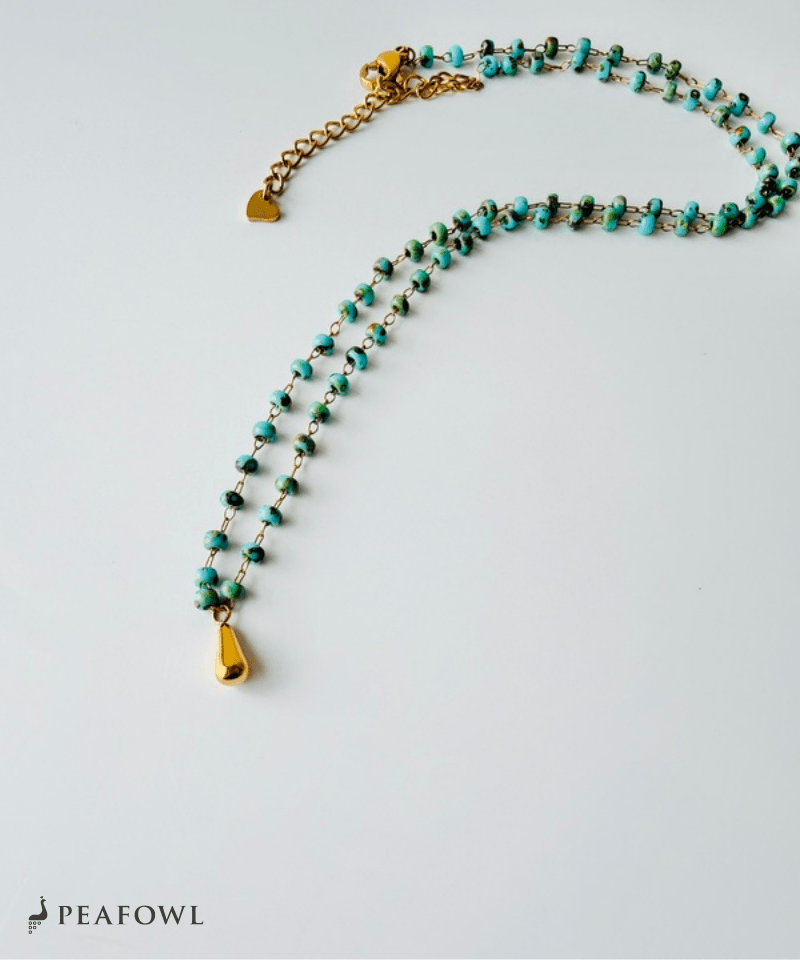 Beads Drop Necklace - peafowl