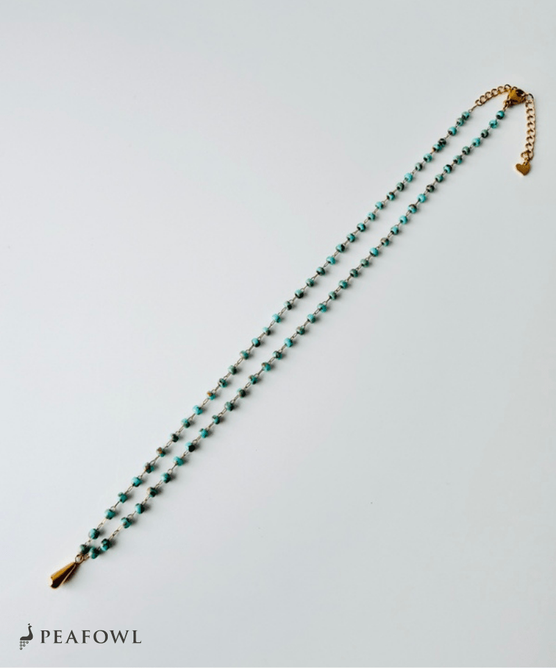 Beads Drop Necklace - peafowl