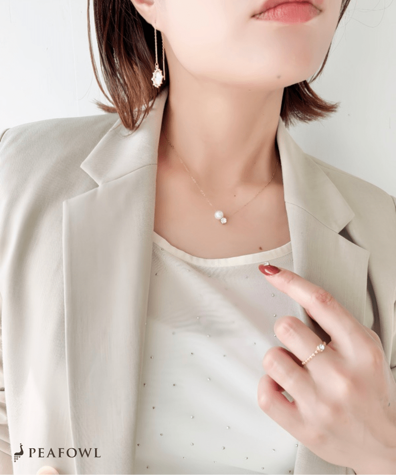 Bijou Pearl Link Necklace - peafowl