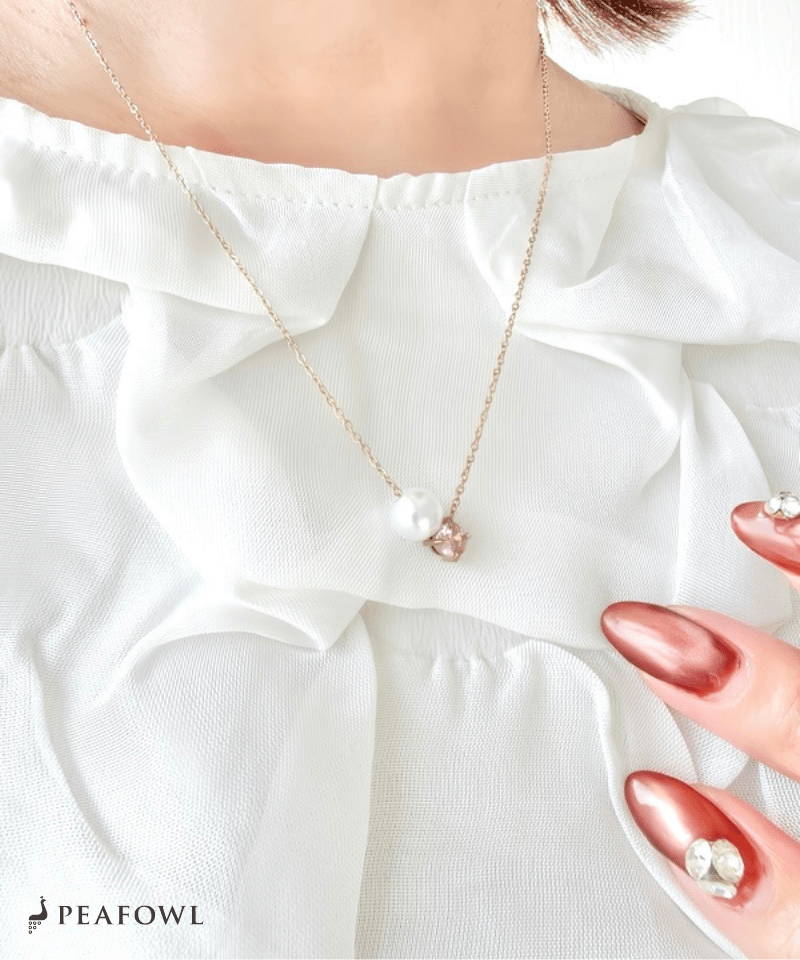 Bijou Pearl Link Necklace - peafowl