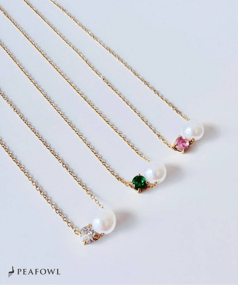 Bijou Pearl Link Necklace - peafowl