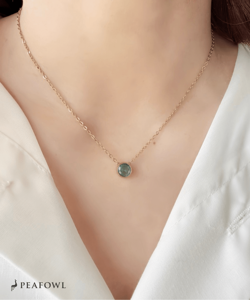 Birthstone Color Necklace - peafowl
