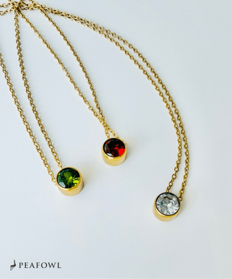 Birthstone Color Necklace - peafowl