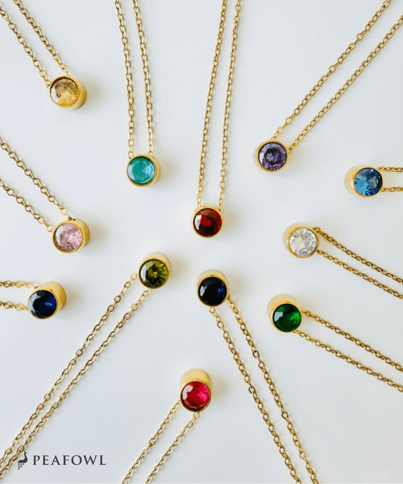 Birthstone Color Necklace - peafowl