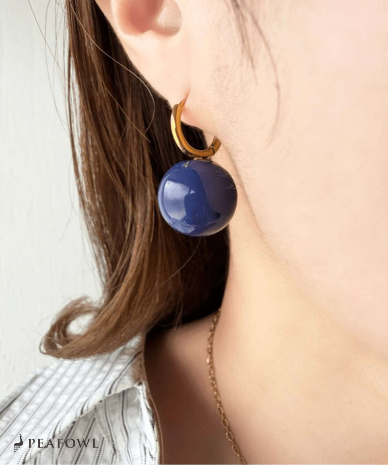 Blue Ball Hoop Pierce - peafowl