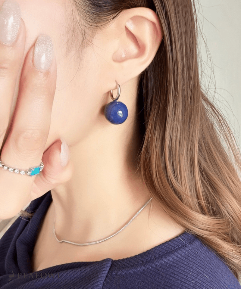 Blue Ball Hoop Pierce - peafowl