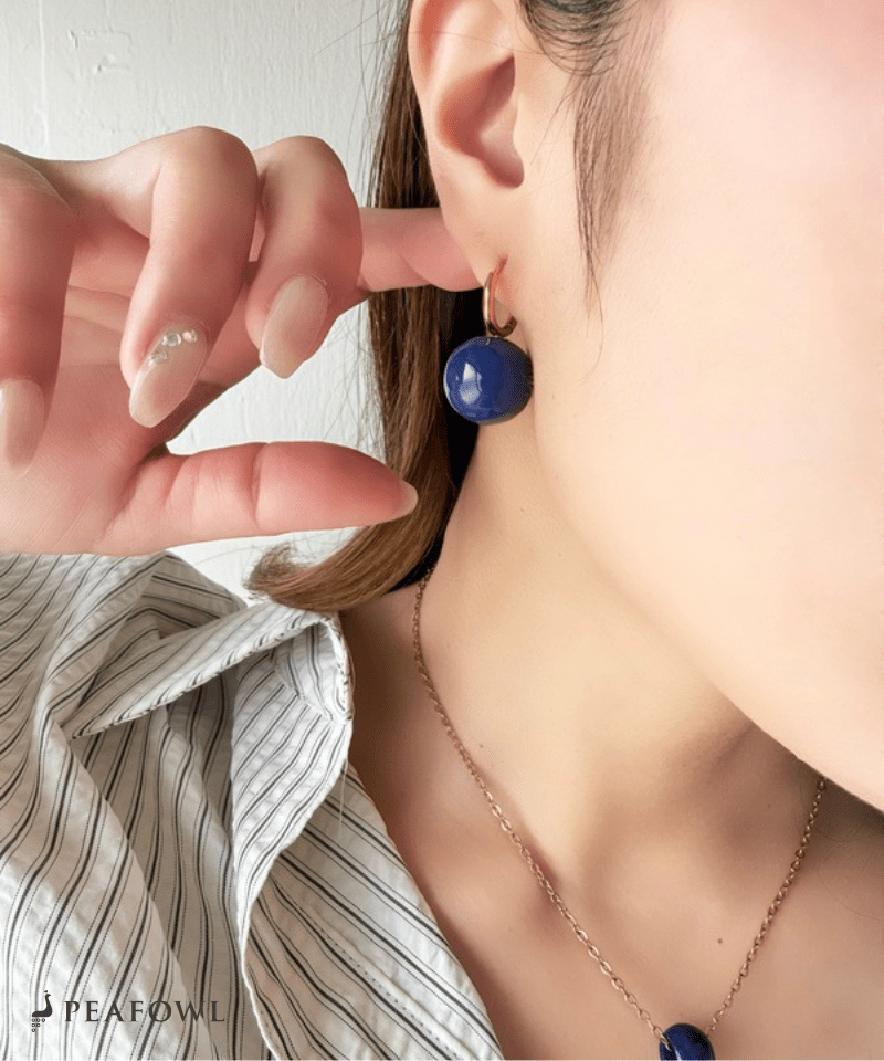 Blue Ball Hoop Pierce - peafowl